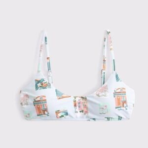 Abercrombie Blue Pattern Clean Bralette Bikini Top